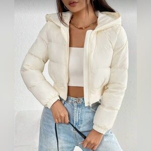 Grey Cropped Puffer Jacket